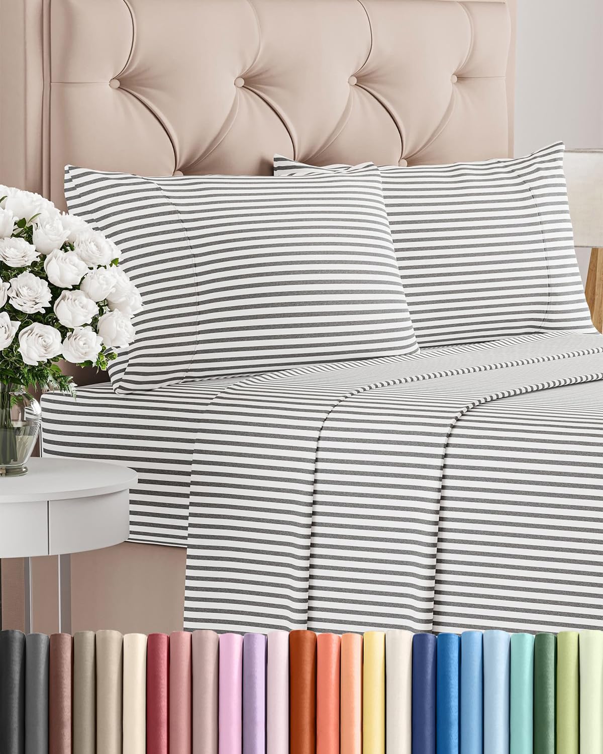 AvaMalis Comfy Breathab- Deep Pockets, Easy-Fit, Extra Soft and Wrinkle Free Sheets - White Oeko-Tex Bed Sheet Set