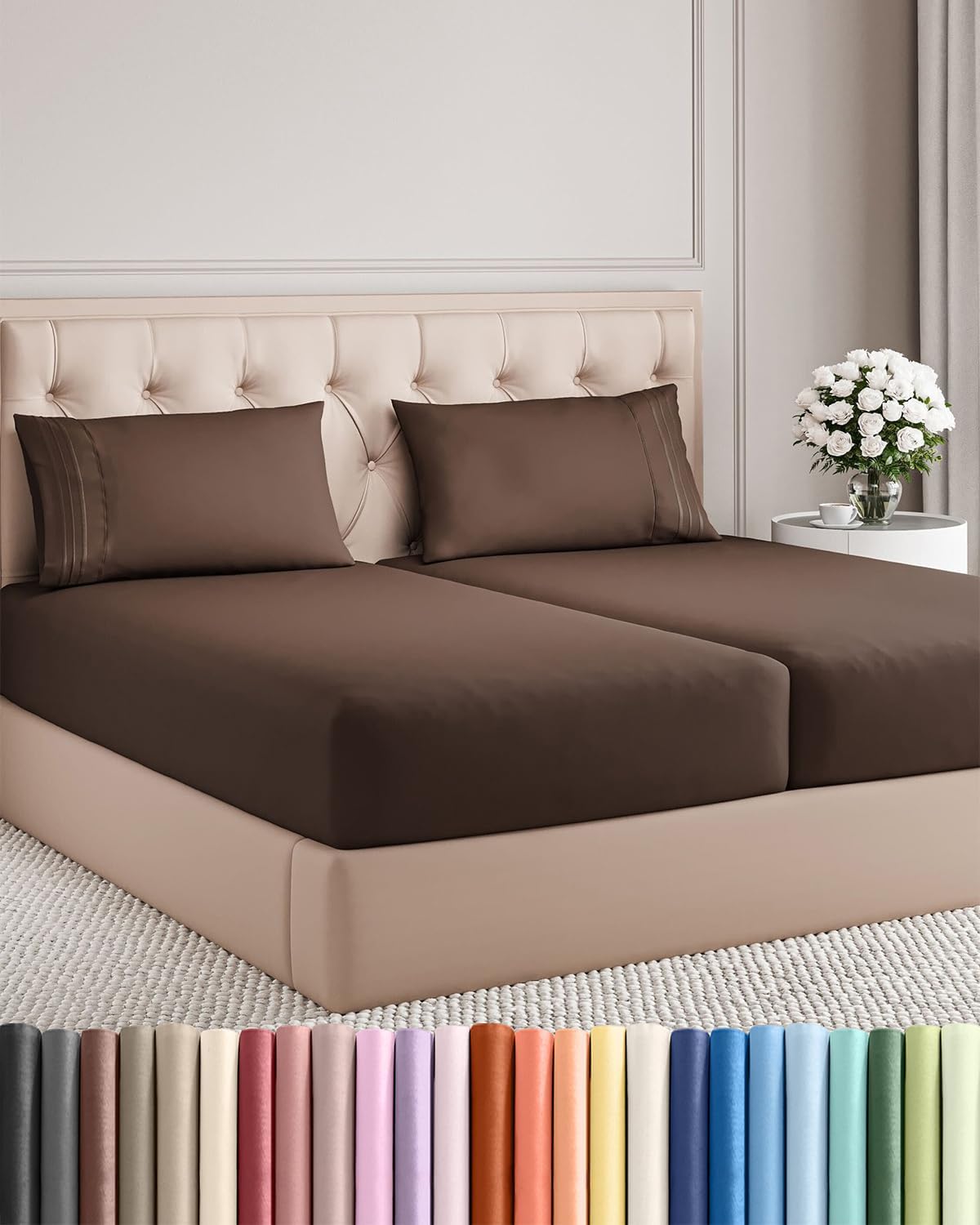 AvaMalis Comfy Breathab- Deep Pockets, Easy-Fit, Extra Soft and Wrinkle Free Sheets - White Oeko-Tex Bed Sheet Set