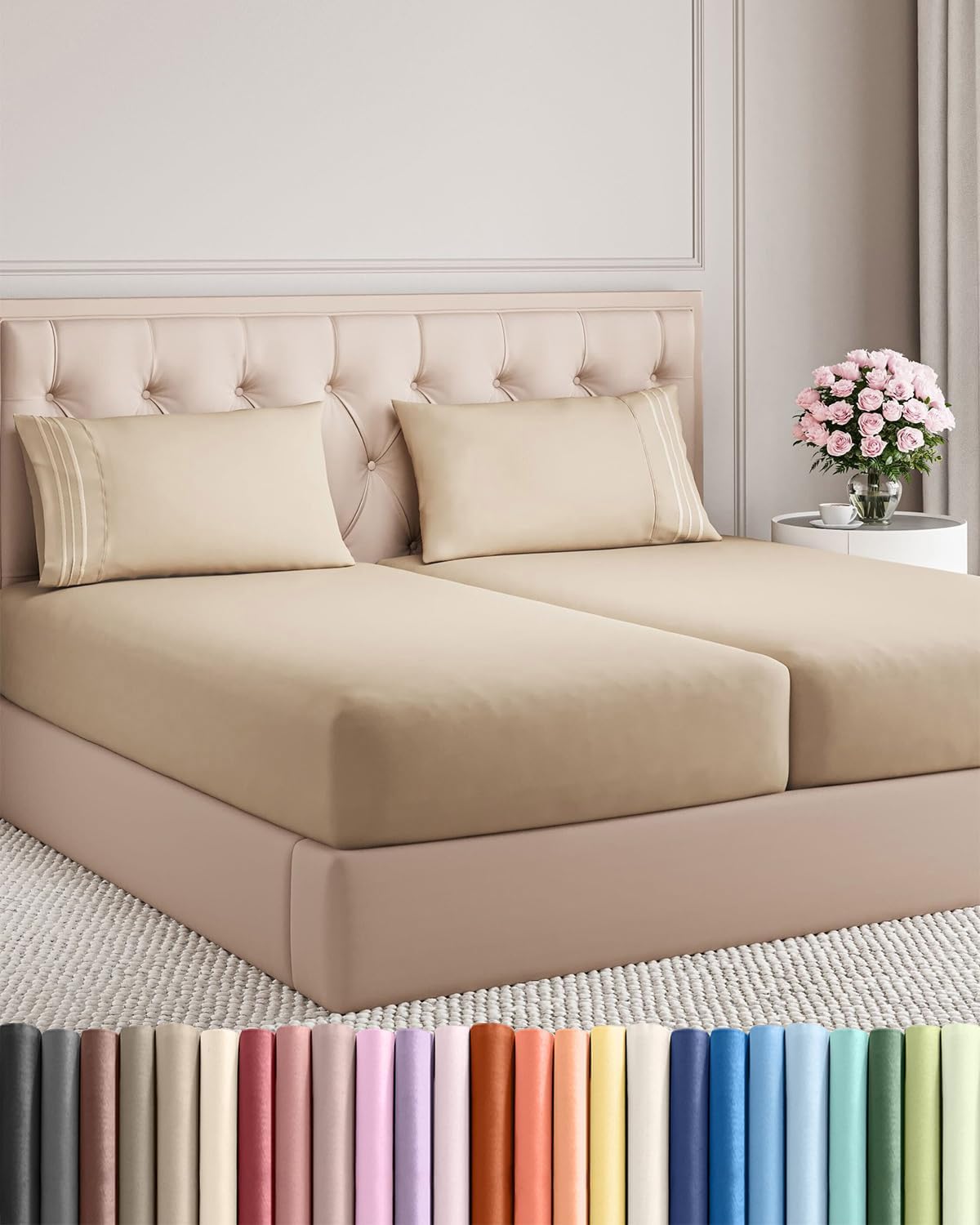 AvaMalis Comfy Breathab- Deep Pockets, Easy-Fit, Extra Soft and Wrinkle Free Sheets - White Oeko-Tex Bed Sheet Set