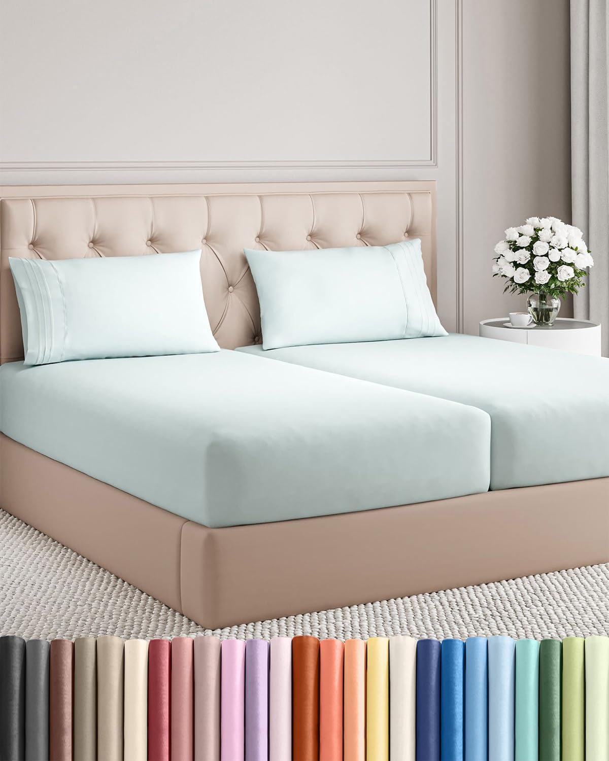 AvaMalis Comfy Breathab- Deep Pockets, Easy-Fit, Extra Soft and Wrinkle Free Sheets - White Oeko-Tex Bed Sheet Set