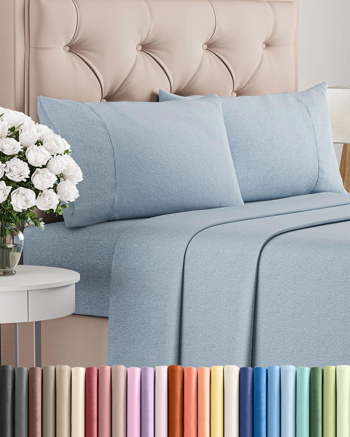 AvaMalis Comfy Breathab- Deep Pockets, Easy-Fit, Extra Soft and Wrinkle Free Sheets - White Oeko-Tex Bed Sheet Set
