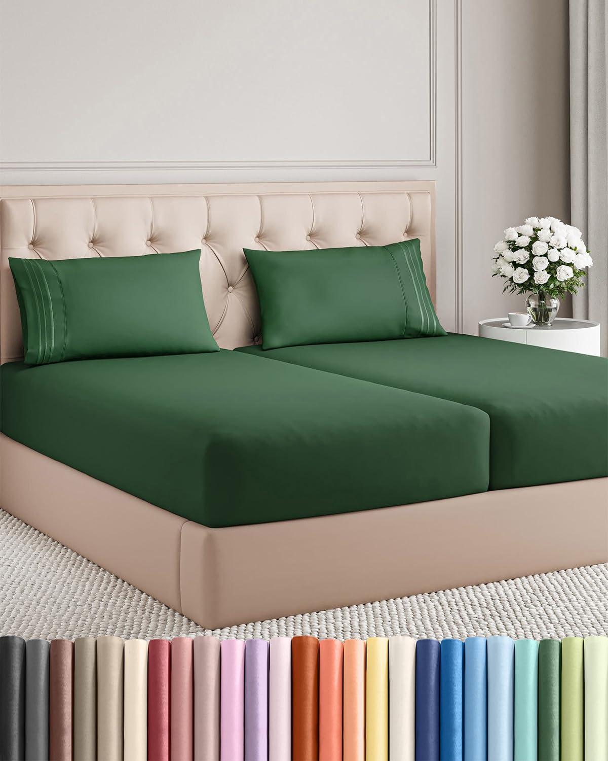 AvaMalis Comfy Breathab- Deep Pockets, Easy-Fit, Extra Soft and Wrinkle Free Sheets - White Oeko-Tex Bed Sheet Set