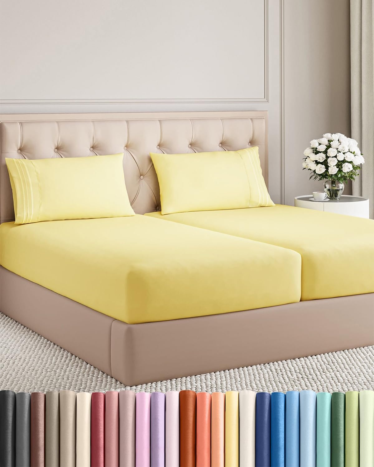 AvaMalis Comfy Breathab- Deep Pockets, Easy-Fit, Extra Soft and Wrinkle Free Sheets - White Oeko-Tex Bed Sheet Set