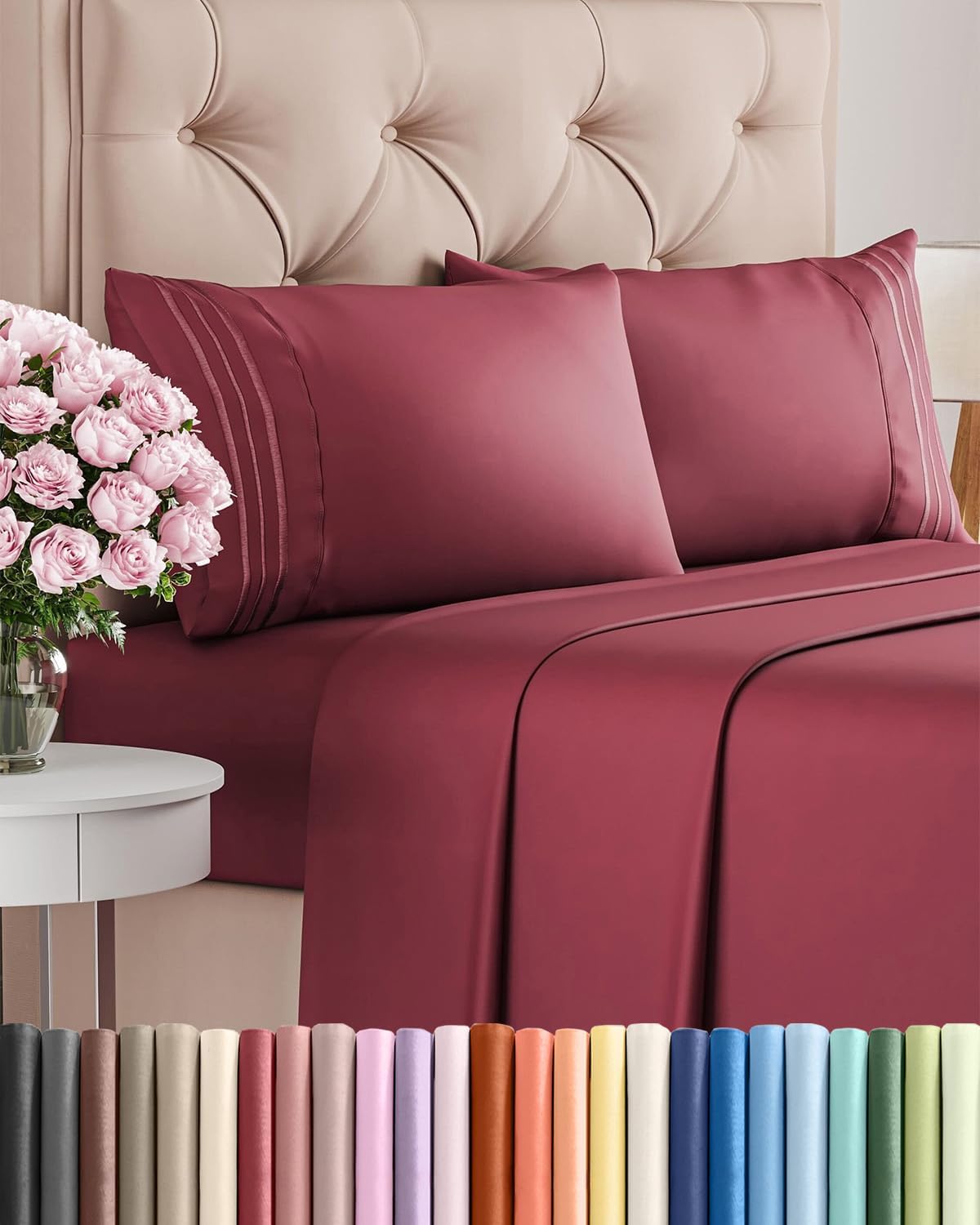 AvaMalis Comfy Breathab- Deep Pockets, Easy-Fit, Extra Soft and Wrinkle Free Sheets - White Oeko-Tex Bed Sheet Set