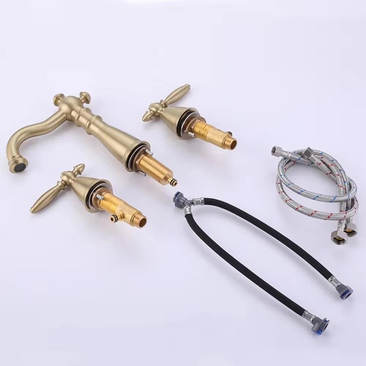 AvaMalis Brass Metal Brushed Gold Deck Mount basin faucet