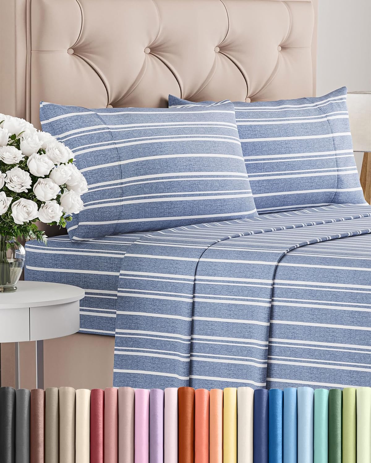 AvaMalis Comfy Breathab- Deep Pockets, Easy-Fit, Extra Soft and Wrinkle Free Sheets - White Oeko-Tex Bed Sheet Set