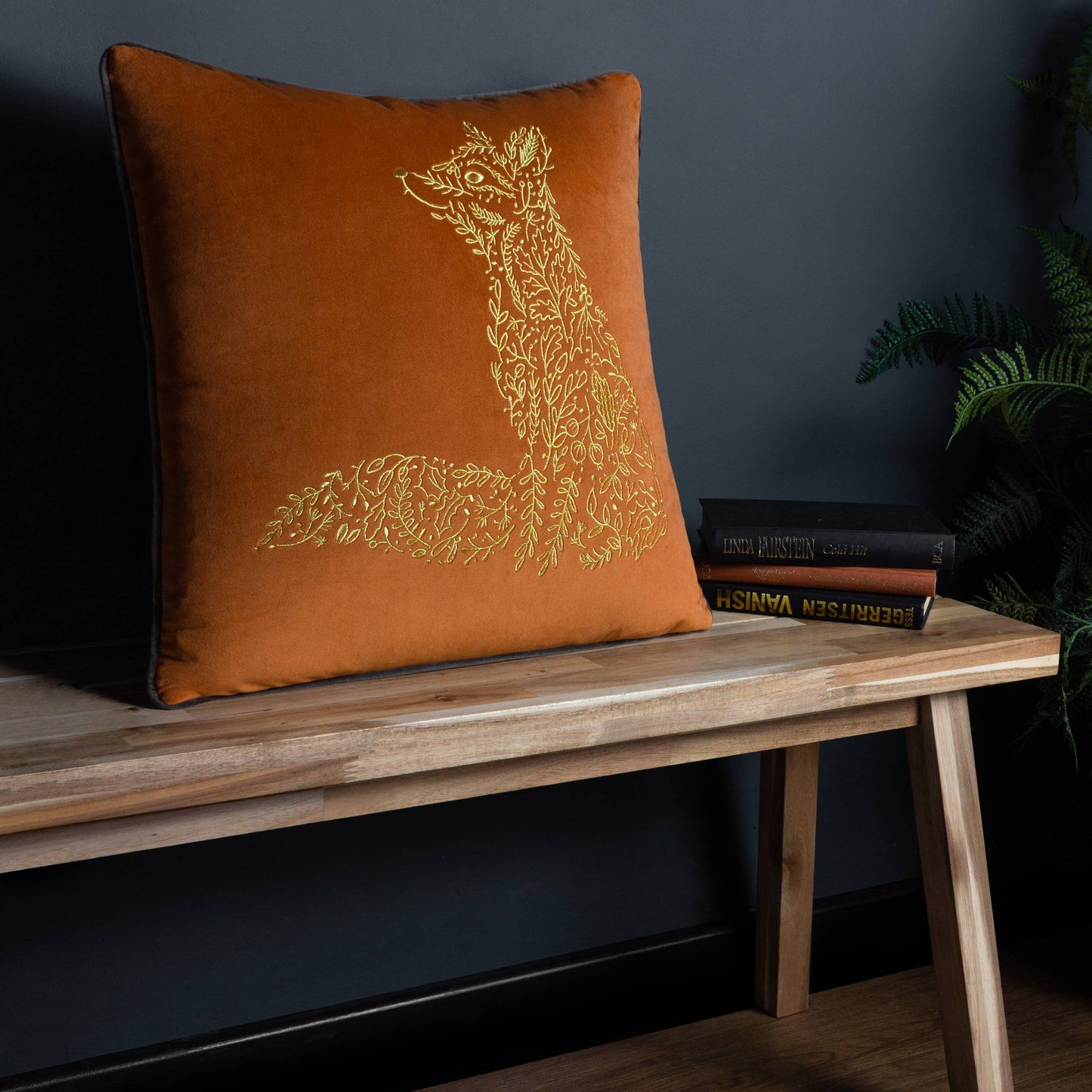 AvaMalis Forest Fauna Woodland Fox Square Cushion Rust/Gold decorative throw pillow