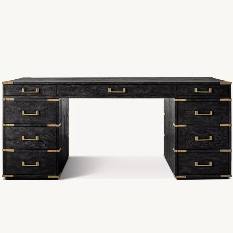 AvaMalis -Solid Wood Carved Desk Classic Writing Desk Dressing Table