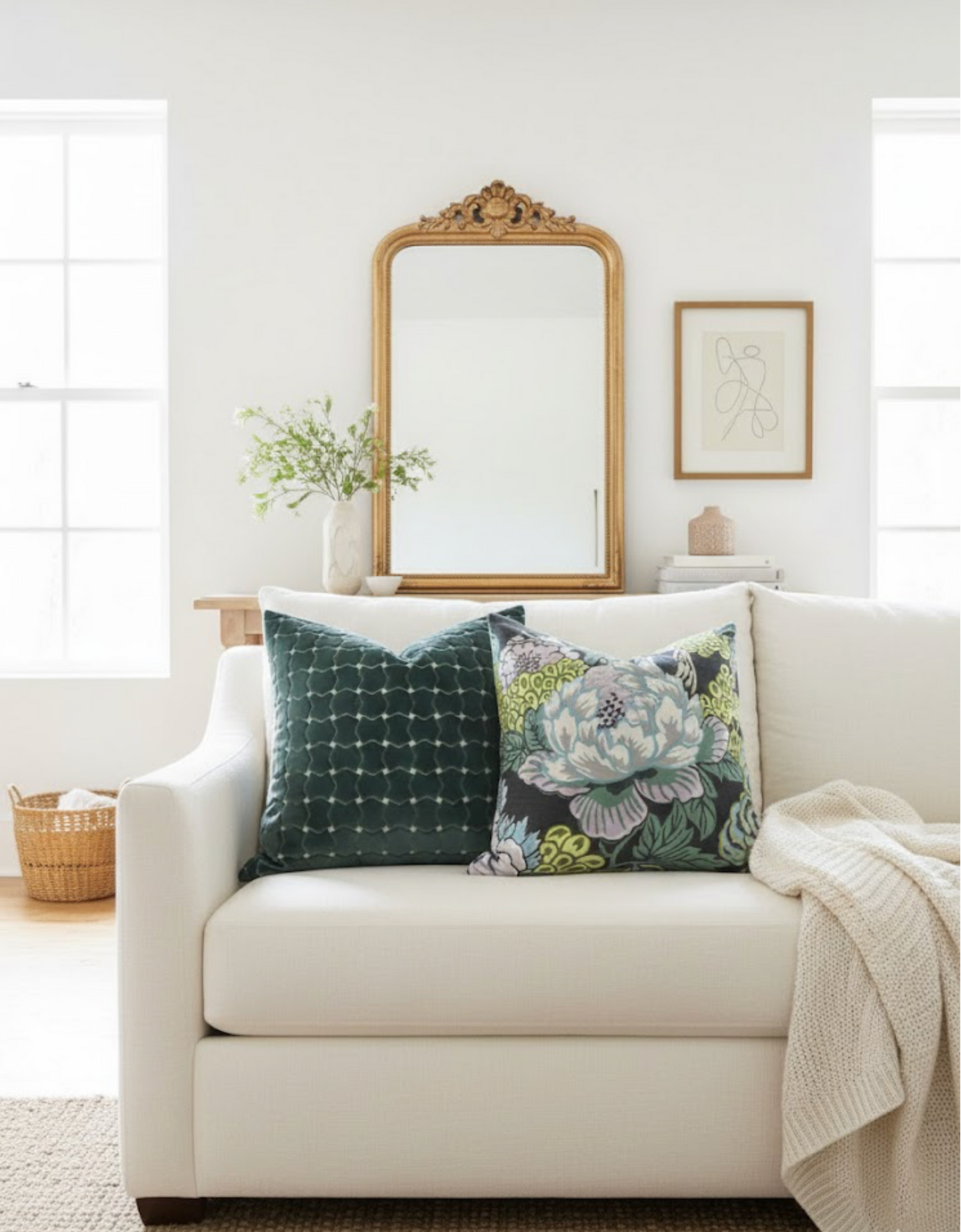 Hinge Velvet Pillow Cover in Seafoam Green