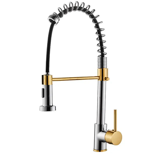 AvaMalis A|M Aquae Brass Handle Single Lever Pull Down Sprayer Spring Kitchen Faucet