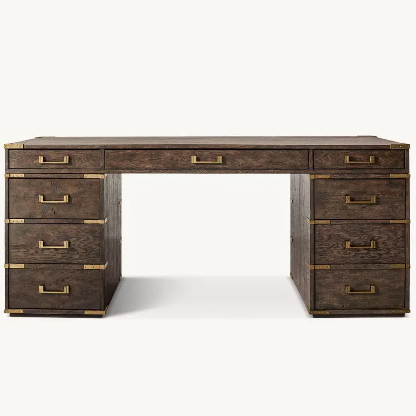 AvaMalis -Solid Wood Carved Desk Classic Writing Desk Dressing Table