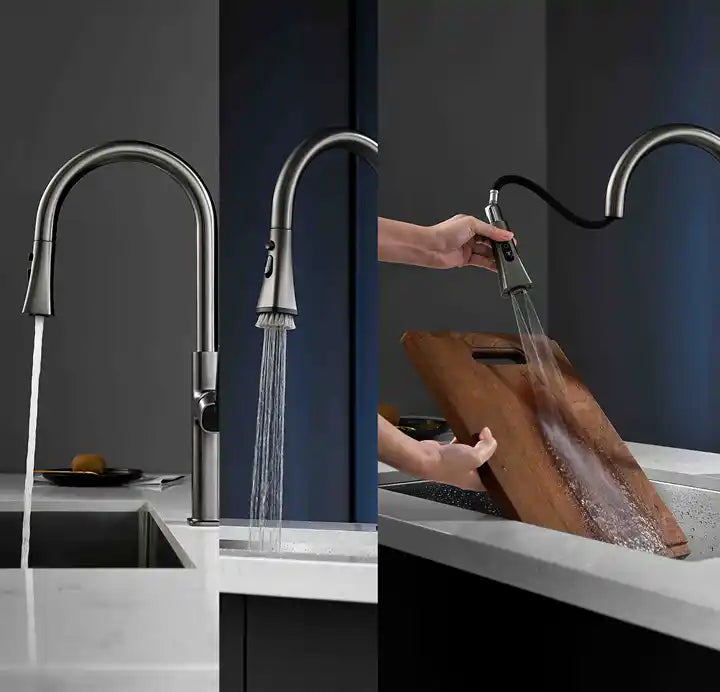 A|M Aquae Gourmet Pull Down Kitchen Sink Faucets 