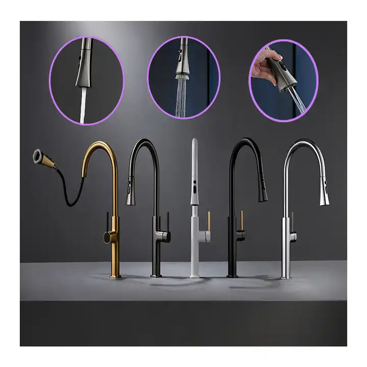 A|M Aquae Gourmet Pull Down Kitchen Sink Faucets 