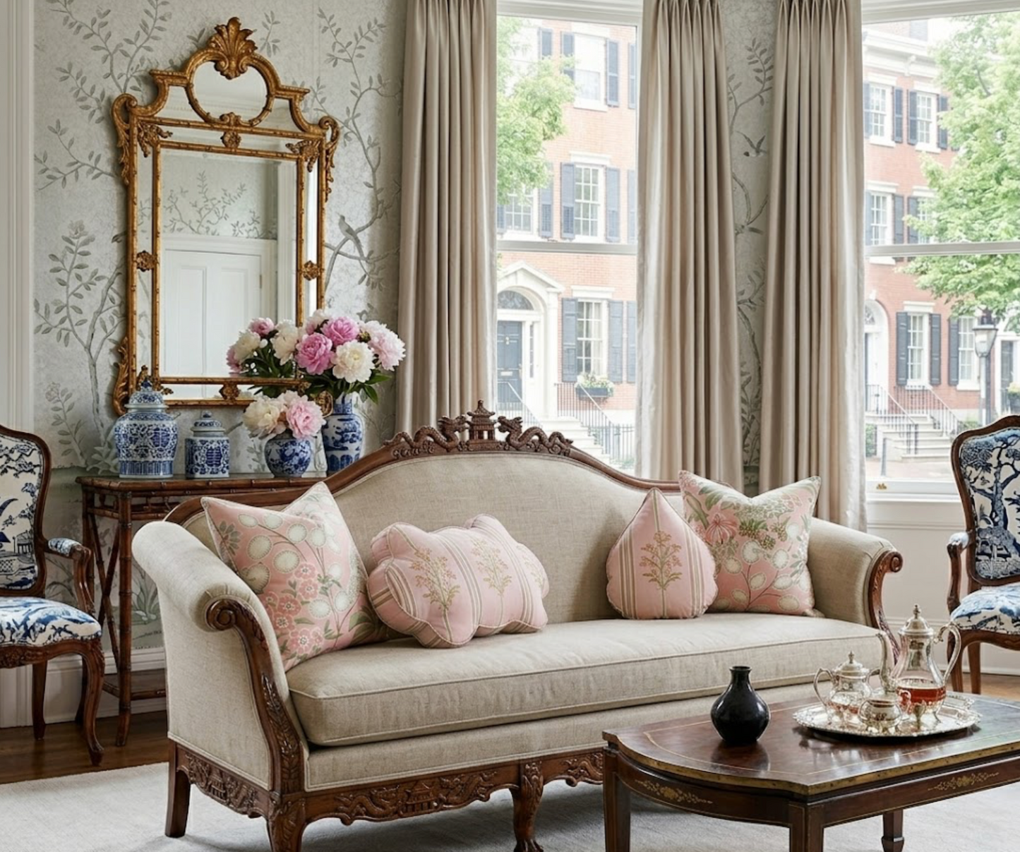 Meadow Floral Pillow Cover in Blush, Thibaut Pillows