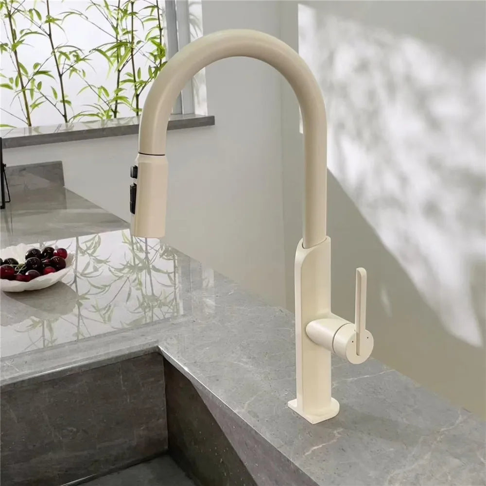 AvaMalis A|M Aquae Brushed Gold Pull Out Kitchen Faucet stainless steel Sink Faucet Mixer Tap 360 degree rotation torneira cozinha mixer taps Kitchen Tap