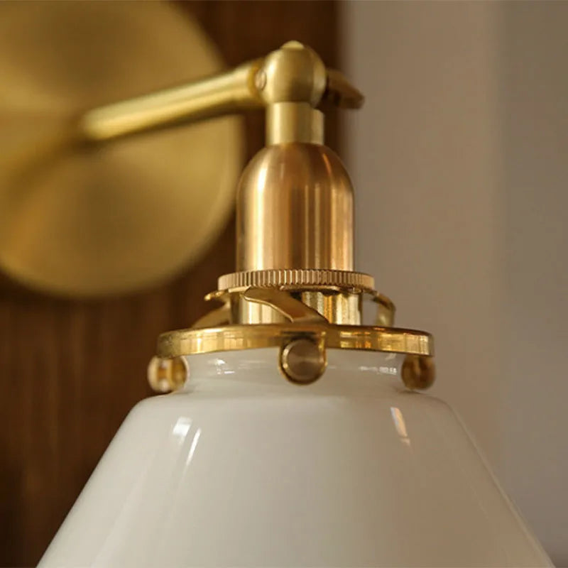 Retro painting glass mirror headlight  bronze wall lamp