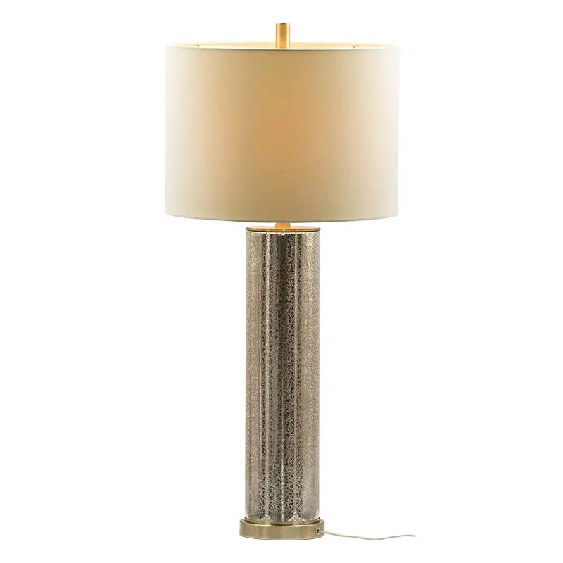 16x16x35 Gold Mirrored Glass Table Lamp with White Fabric Shade Elegant Home Decorative Lighting