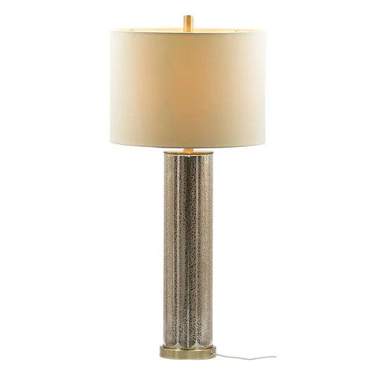 16x16x35 Gold Mirrored Glass Table Lamp with White Fabric Shade Elegant Home Decorative Lighting