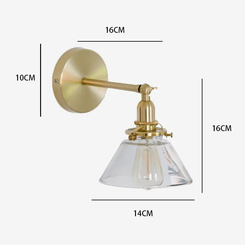 Retro painting glass mirror headlight  bronze wall lamp