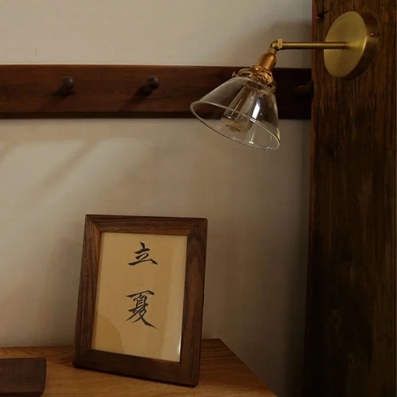 Retro painting glass mirror headlight  bronze wall lamp