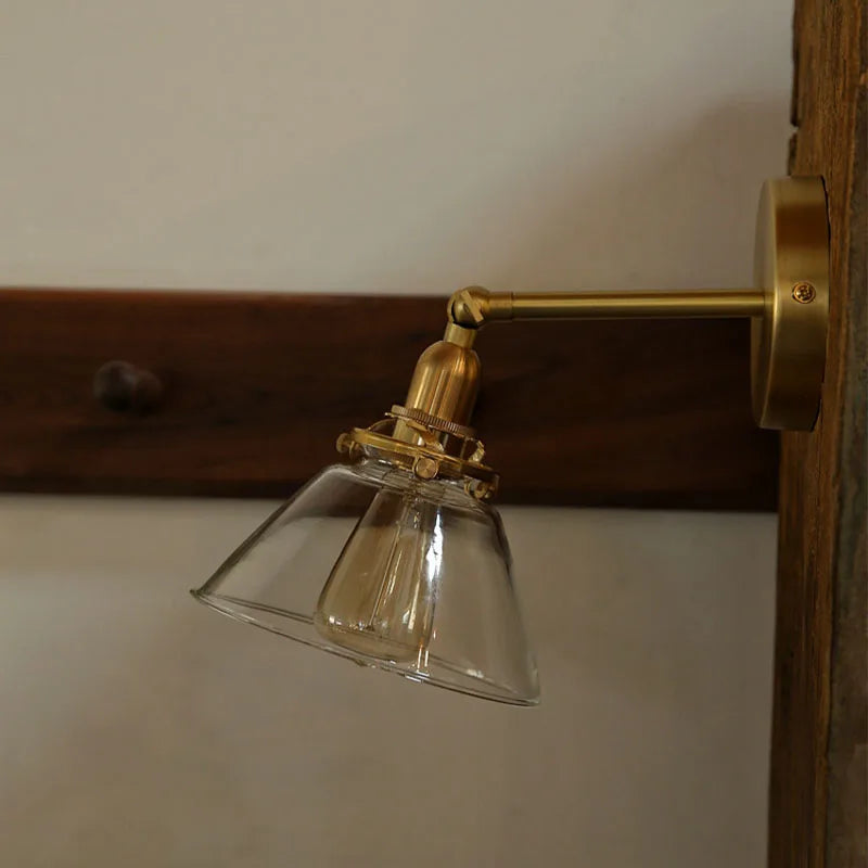 Retro painting glass mirror headlight  bronze wall lamp