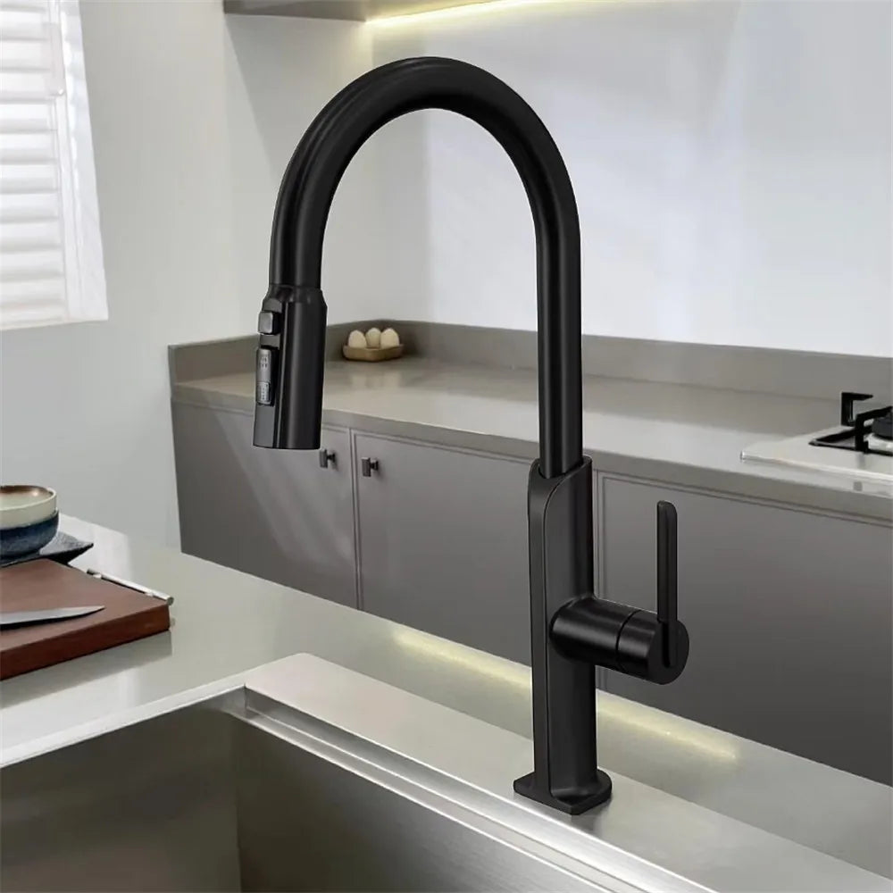 AvaMalis A|M Aquae Brushed Gold Pull Out Kitchen Faucet stainless steel Sink Faucet Mixer Tap 360 degree rotation torneira cozinha mixer taps Kitchen Tap