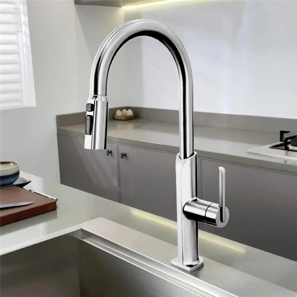 AvaMalis A|M Aquae Brushed Gold Pull Out Kitchen Faucet stainless steel Sink Faucet Mixer Tap 360 degree rotation torneira cozinha mixer taps Kitchen Tap