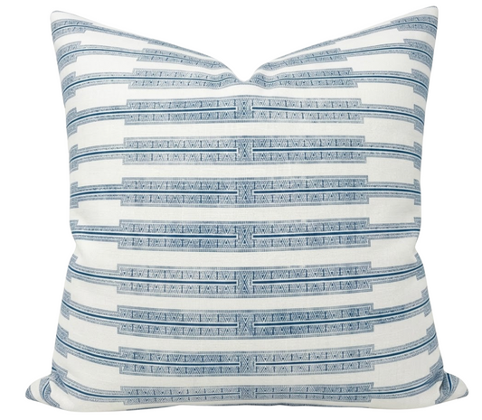 Indro Pillow Cover in Lake on Oyster, Susan Connor Textiles