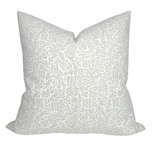 Morris Pillow Cover in Taupe, Schumacher Textiles