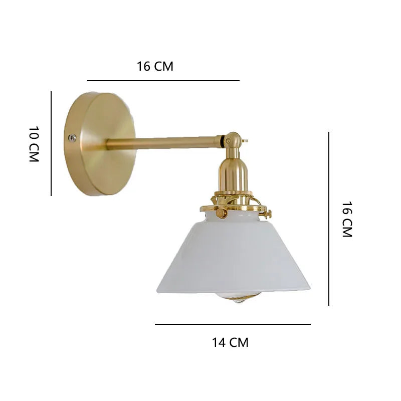 Retro painting glass mirror headlight  bronze wall lamp