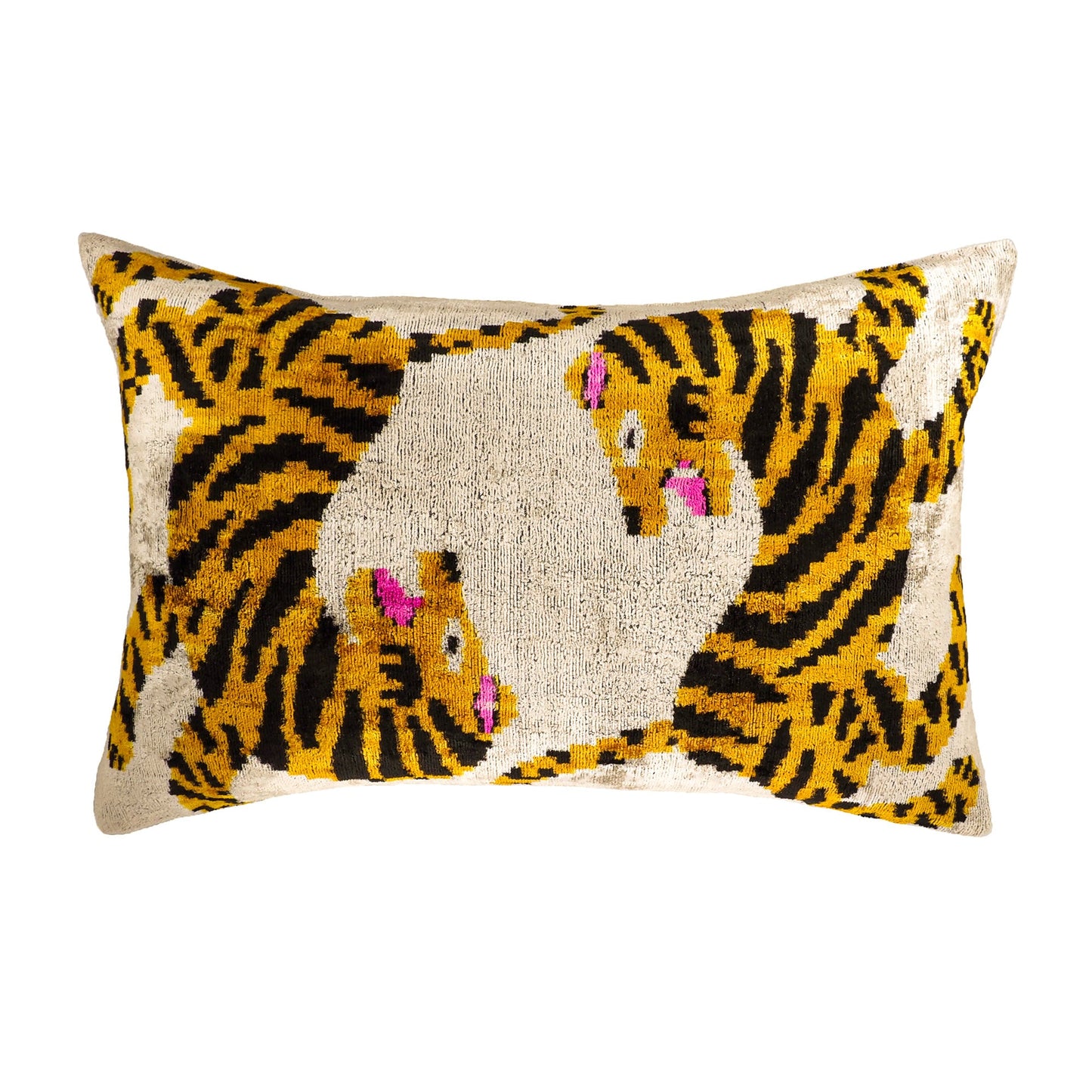Bengali Silk Velvet Ikat Throw Pillow Cover, 16 x 24
