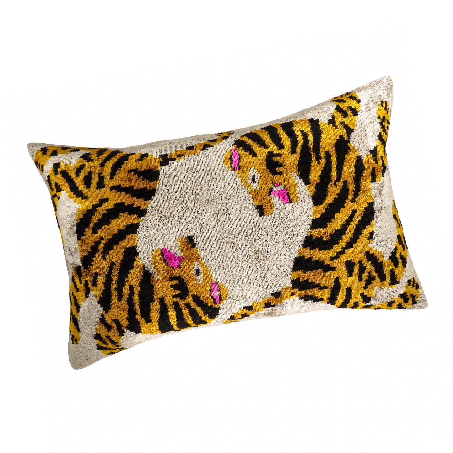 Bengali Silk Velvet Ikat Throw Pillow Cover, 16 x 24