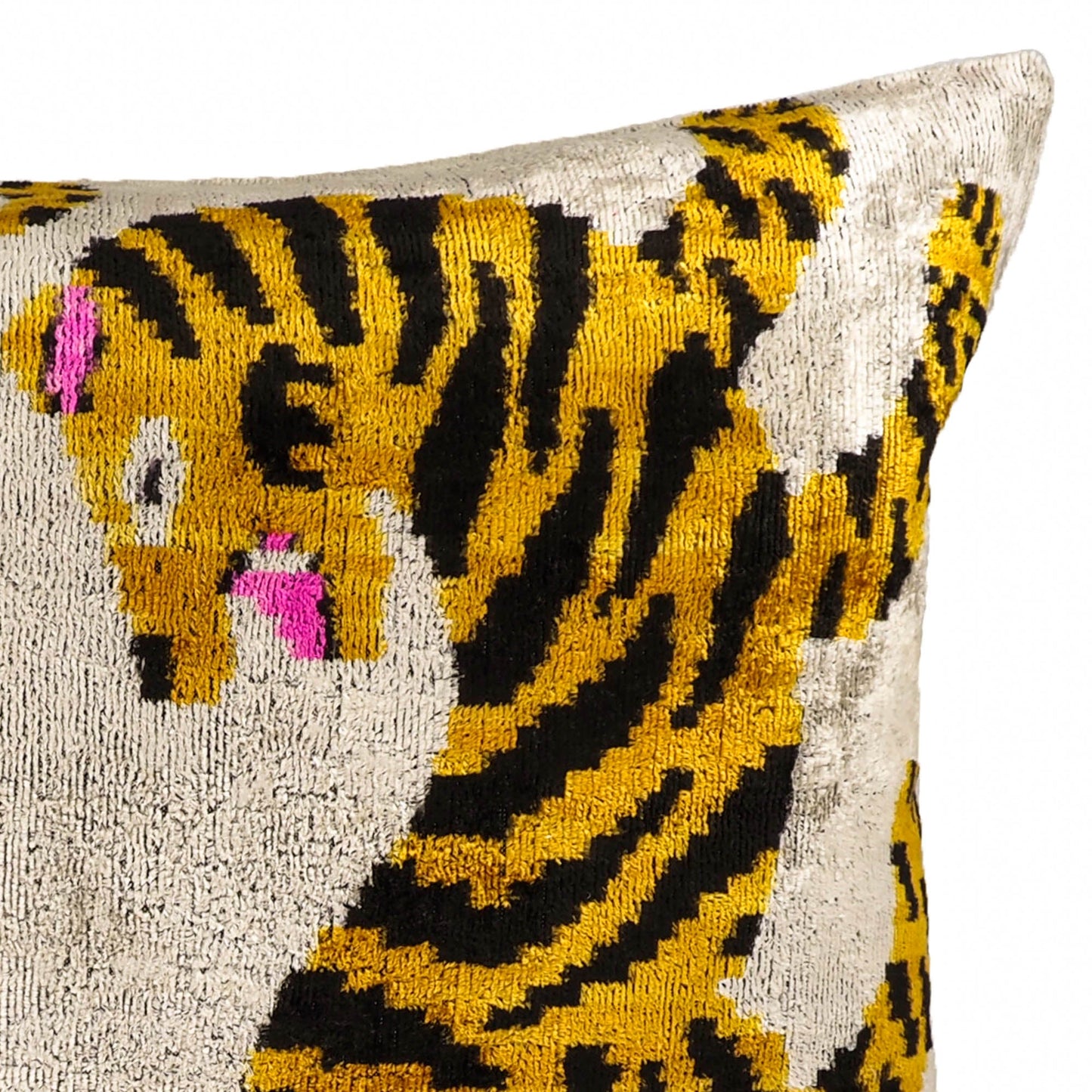 Bengali Silk Velvet Ikat Throw Pillow Cover, 16 x 24
