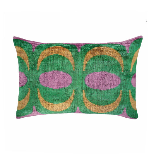 Bongo Silk Velvet Ikat Throw Pillow, 16 x 24