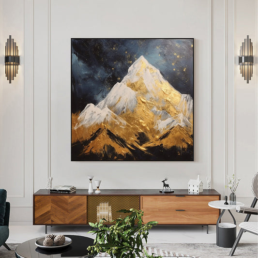 Hand Painted Oil Painting Abstract Mountain Oil Painting on Canvas Original Gold Painting Custom Landscape Art Living room Wall Decor Modern Textured Wall Art