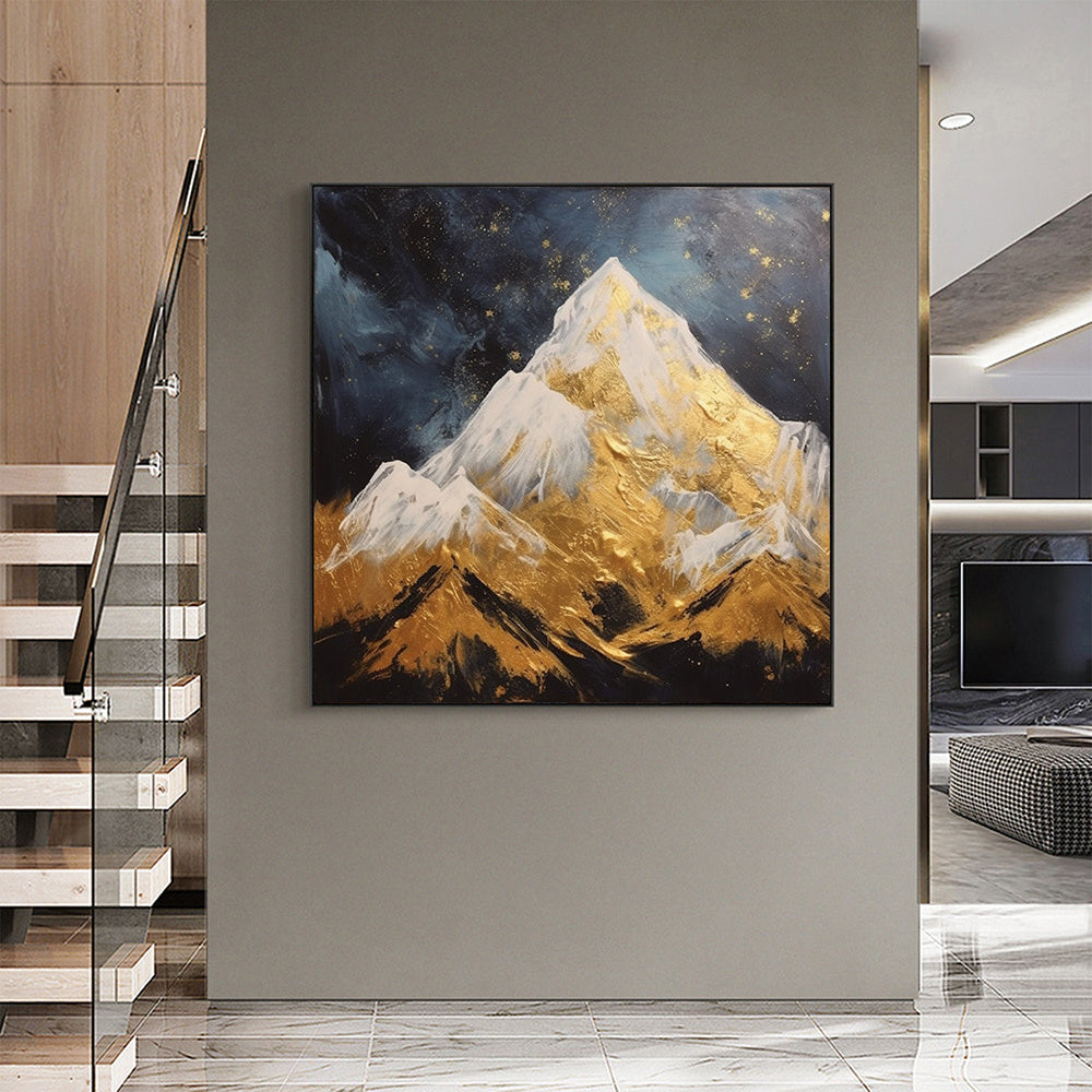 Hand Painted Oil Painting Abstract Mountain Oil Painting on Canvas Original Gold Painting Custom Landscape Art Living room Wall Decor Modern Textured Wall Art
