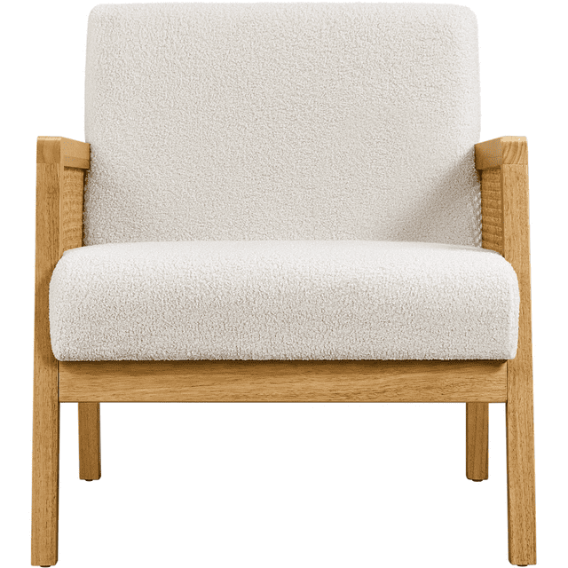 Fabric Upholstered Accent Chair with Rattan Sides
