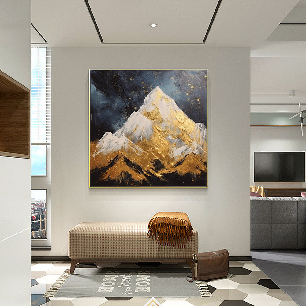Hand Painted Oil Painting Abstract Mountain Oil Painting on Canvas Original Gold Painting Custom Landscape Art Living room Wall Decor Modern Textured Wall Art