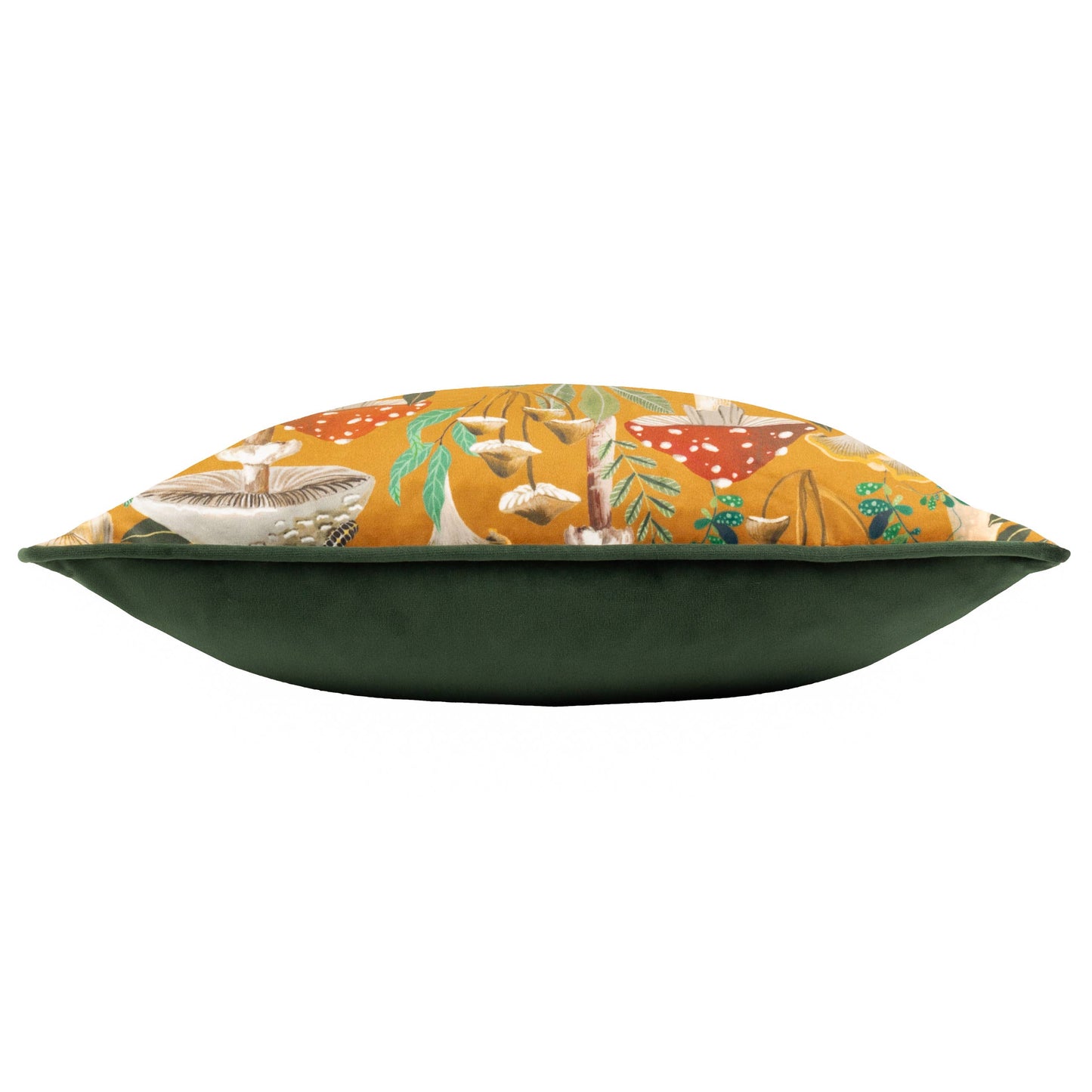 AvaMalis Wild Garden Mushroom Repeat Cushion Gold Decorative throw pillow