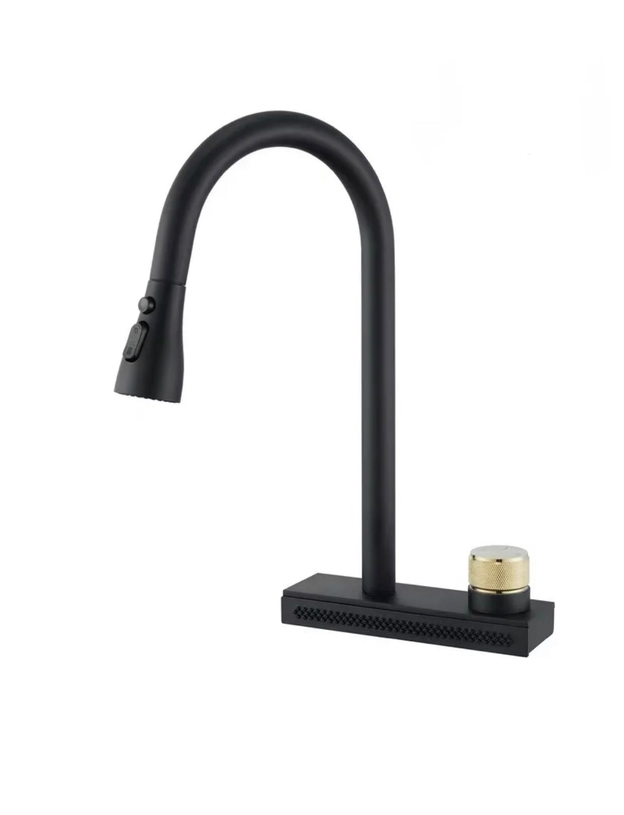 A|M Aquae 304 Stainless Steel Pull-Out Flying Rain Waterfall Single Hole Faucet Outlet (Black)