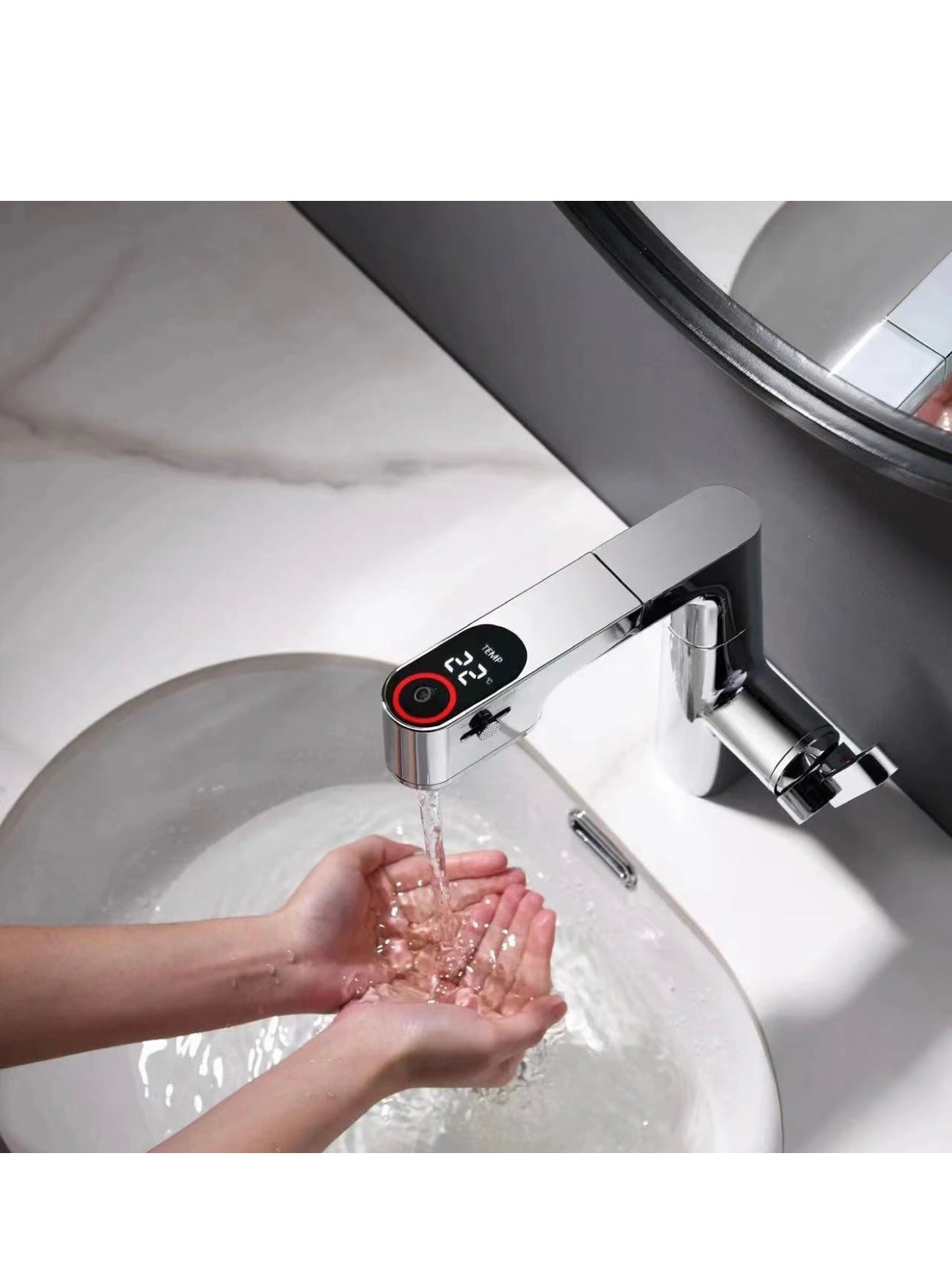 A|M Aquae Digital Basin Faucet Touch Button Temperature Smart Tap
