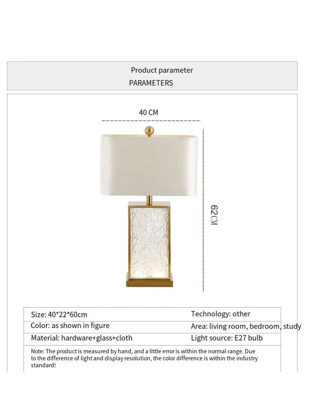 Lux glass metal table lamp