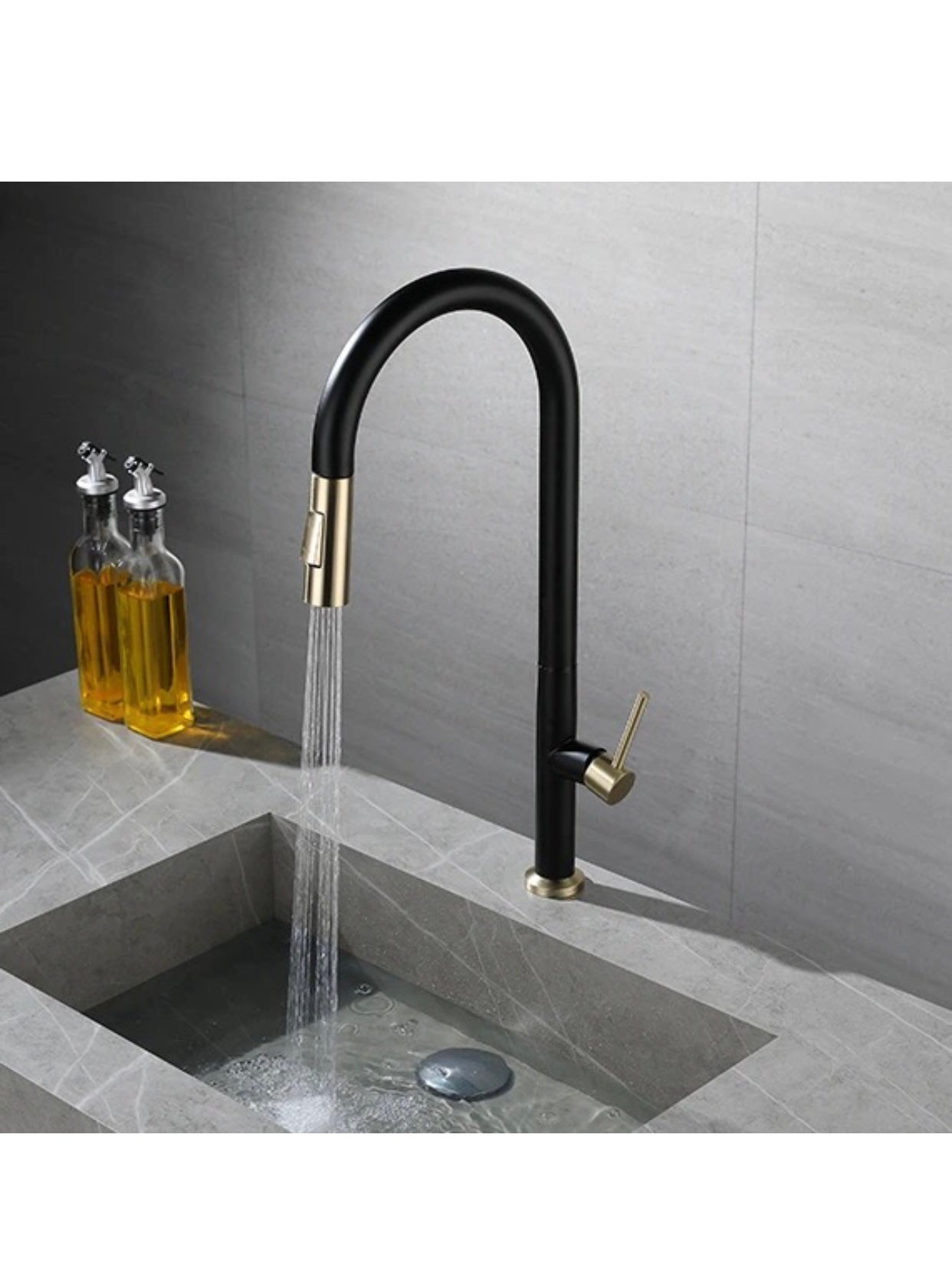 A|M Aquae Luxury 360 degree swivel spout kitchen sink faucet steel single handle pull down kitchen faucet