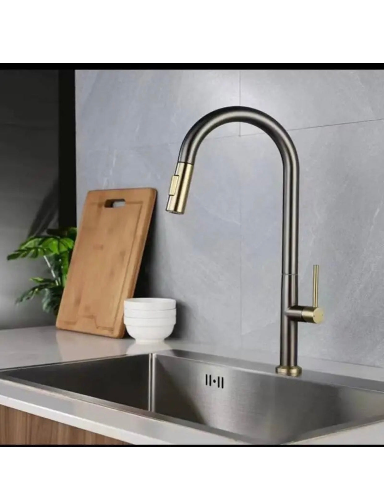 A|M Aquae Luxury 360 degree swivel spout kitchen sink faucet steel single handle pull down kitchen faucet