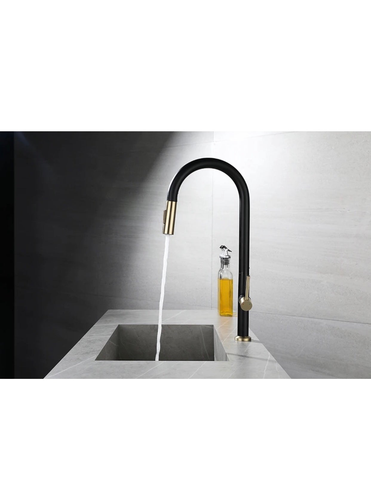 A|M Aquae Luxury 360 degree swivel spout kitchen sink faucet steel single handle pull down kitchen faucet