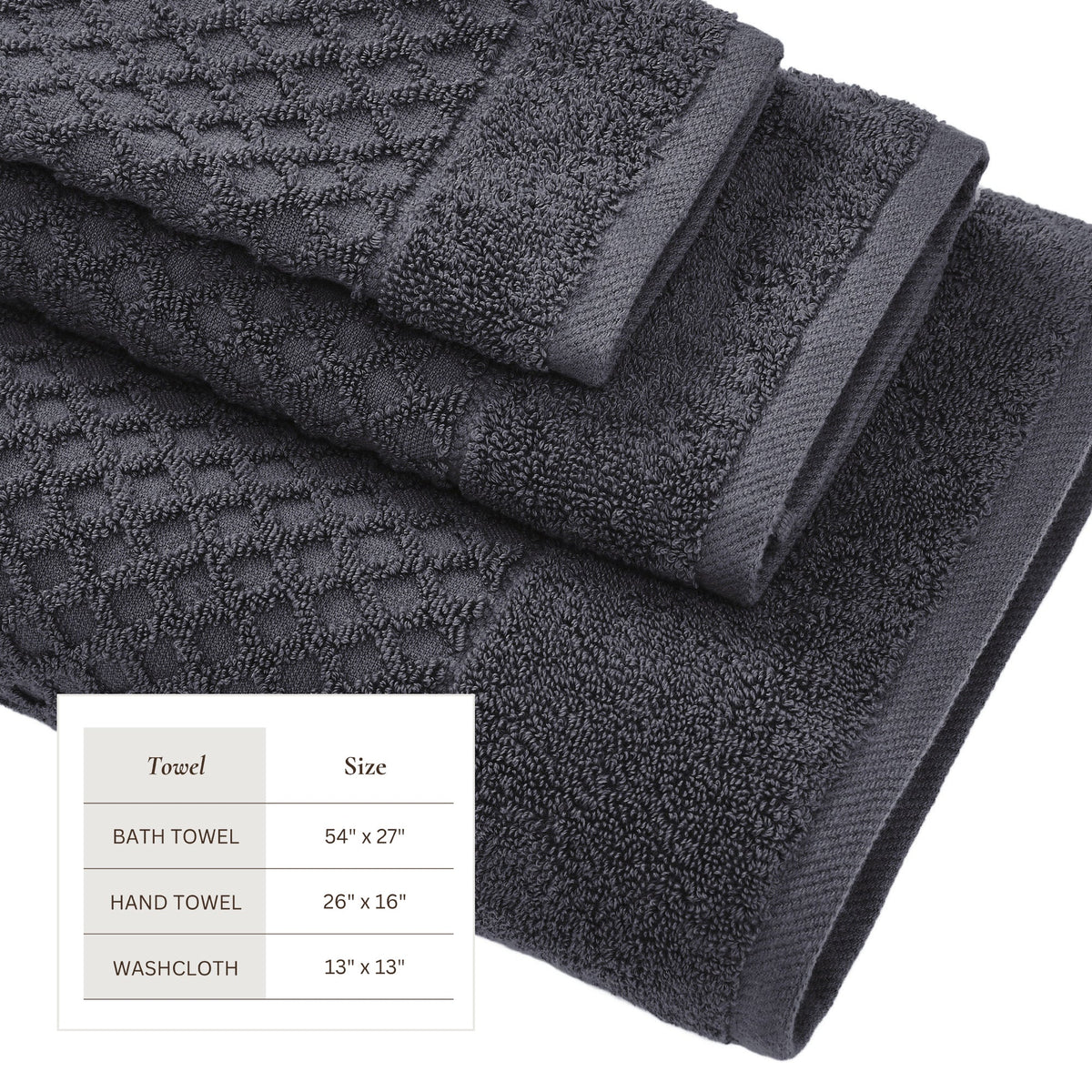 Cotton Diamond Waffle Weave Bath Towel Set - Grayson Collection