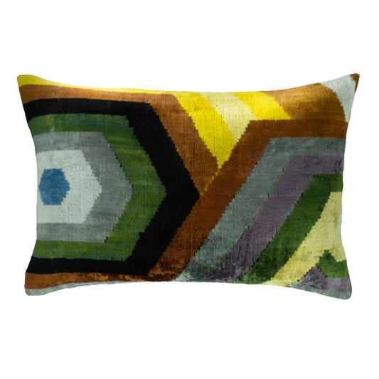 Trance Silk Velvet Ikat Throw Pillow Cover, 16 x 24