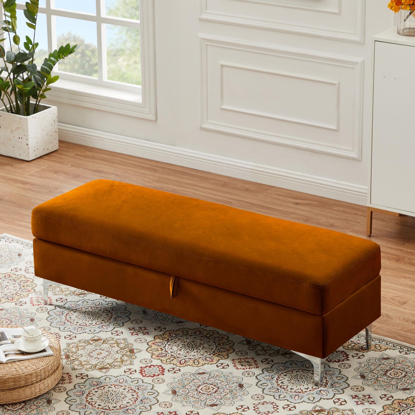 Storage Bench Solid Color 2 Seater Furniture Living Room Sofa Stool