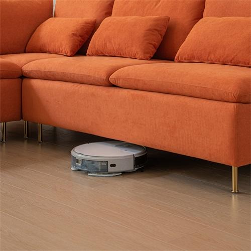 Modular L-shaped Corner sofa ,Left Hand Facing Sectional Couch, Orange Cotton Linen-90.9''
