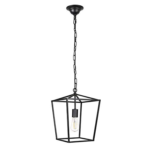 Pendant Light Hanging Lantern Lighting Fixture for Kitchen and Dining Room, Industrial Retro Iron Chandelier Fixture,E26 Base, Black (Bulbs Not Included)